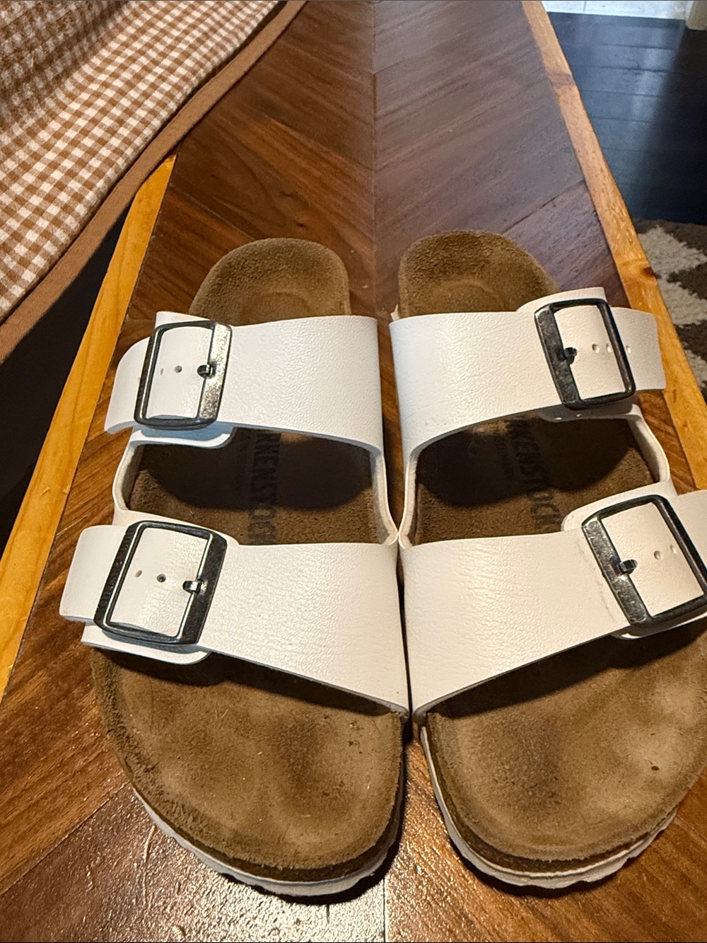 Birkenstock White Double-Strap Slide Sandals